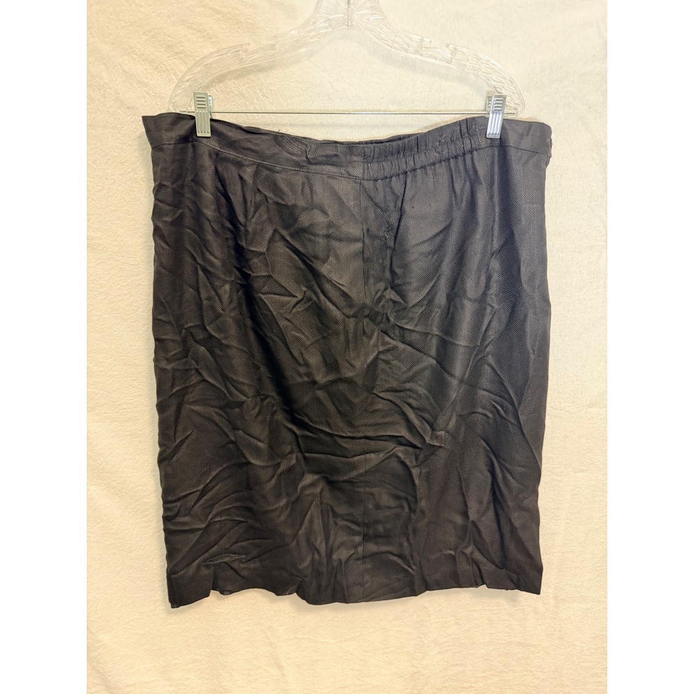 Amanda Smith II Black Herringbone Pencil Skirt Elastic Waist Career Midi